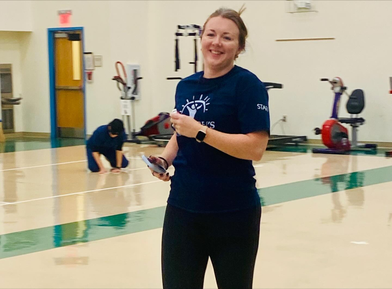 For Blindness Awareness Month, our staff took on Goalball — the game for blind and visually impaired athletes