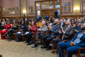 One of our students was chosen to say the Pledge of Allegiance at Jersey City City Hall